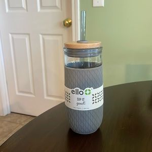 Ello glass tumbler with straw-new